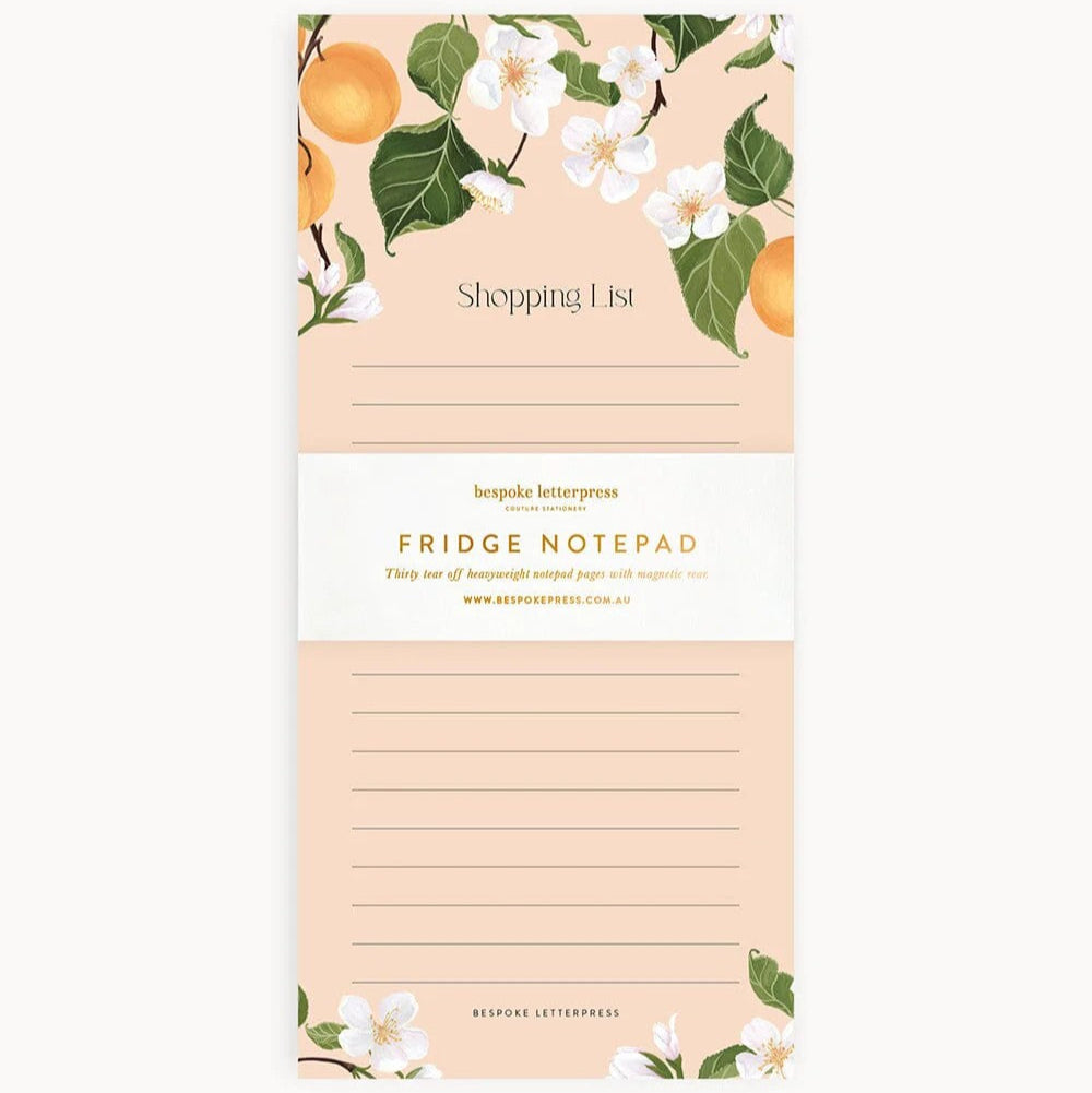 Shopping List DL Notepad | Peaches by Bespoke Letterpress. Australian Art Prints and Homewares. Green Door Decor. www.greendoordecor.com.au