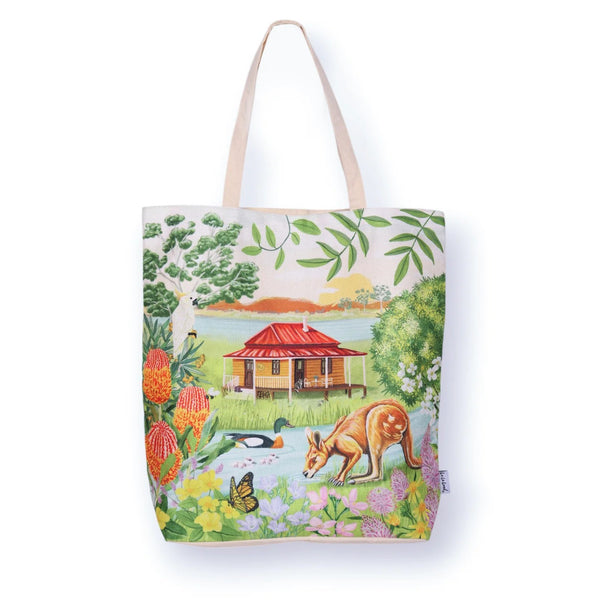 Shopping Tote | Garden Giggles River by La La Land. Australian Art Prints and Homewares. Green Door Decor. www.greendoordecor.com.au