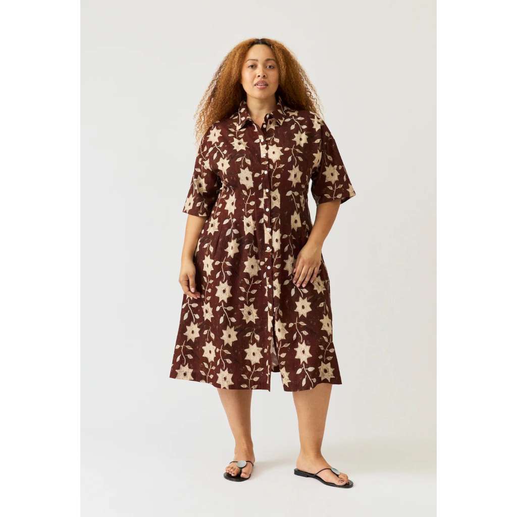Short Sleeve Paloma Dress | Ochre Flower by Nancybird. Australian Art Prints, Gifts, Fashion and Homewares. Green Door Decor. www.greendoordecor.com.au