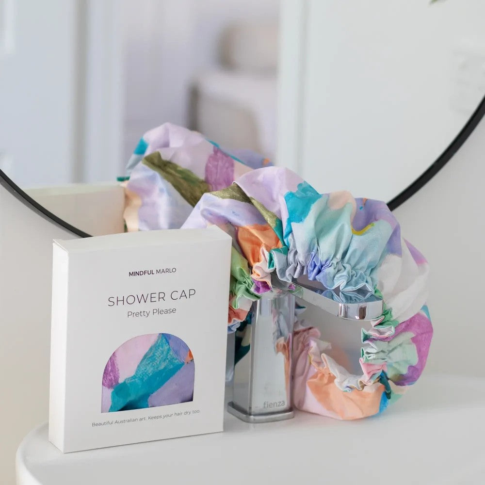 Shower Cap | Romy by Mindful Marlo. Australian Art Prints, Gifts, Fashion and Homewares. Green Door Decor. www.greendoordecor.com.au