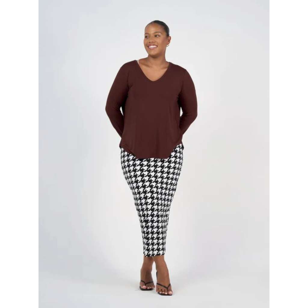 Sia V Neck Bamboo Long Sleeve Top - Burgundy by Lou Lou Australia. Australian Art Prints, Gifts, Fashion and Homewares. Green Door Decor. www.greendoordecor.com.au