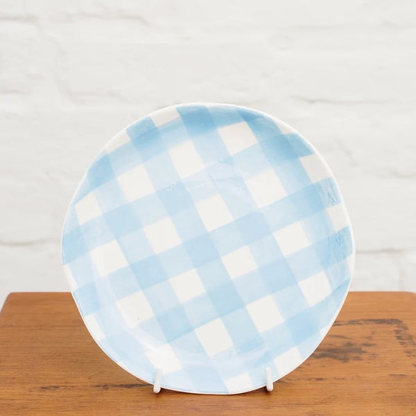 Side Plate | Cornflower Blue Gingham by Noss Ceramics. Australian Art Prints and Homewares. Green Door Decor. www.greendoordecor.com.au