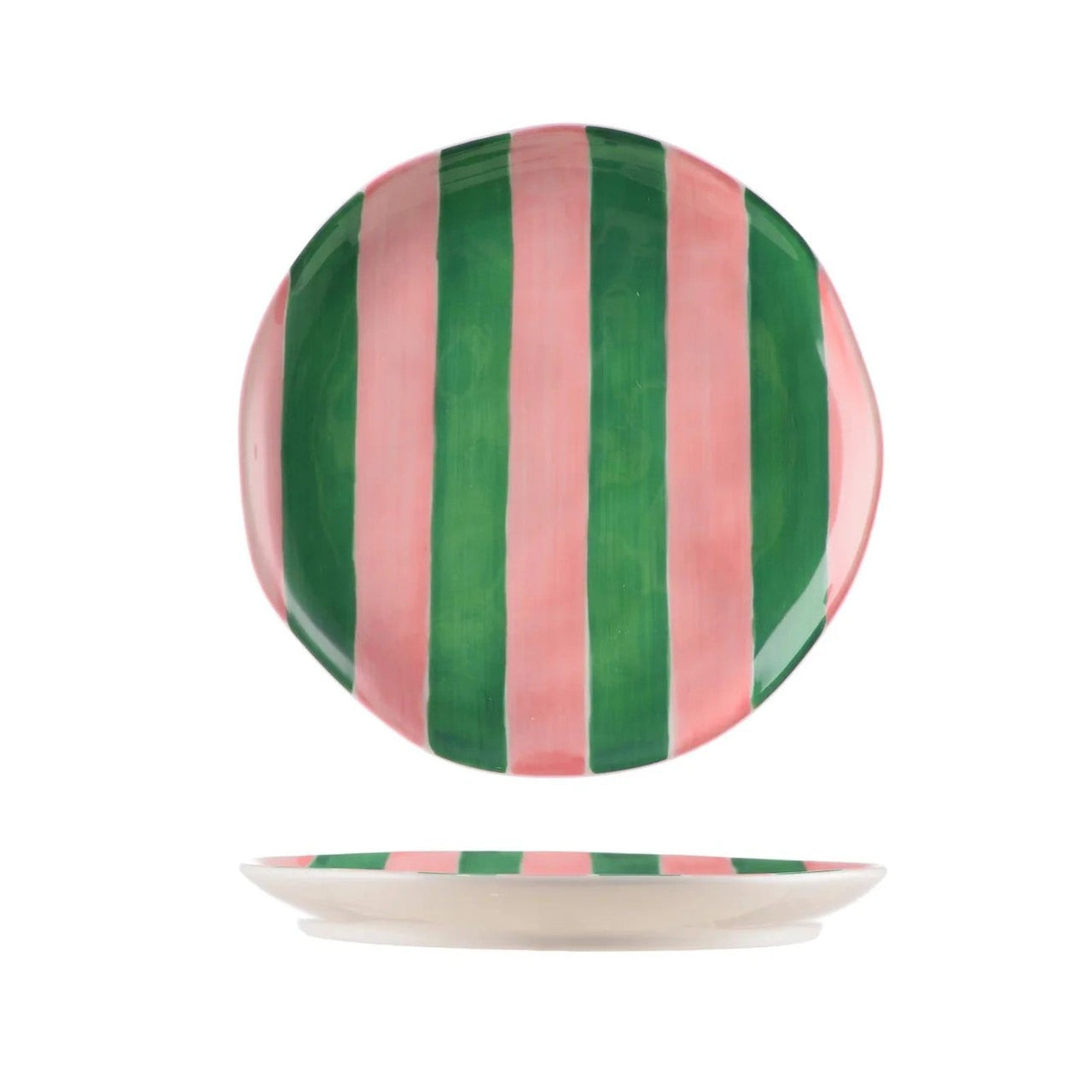 Side Plate | Pink & Green Stripe by Noss & Co. Australian Art Prints, Fashion and Homewares. Green Door Decor. www.greendoordecor.com.au