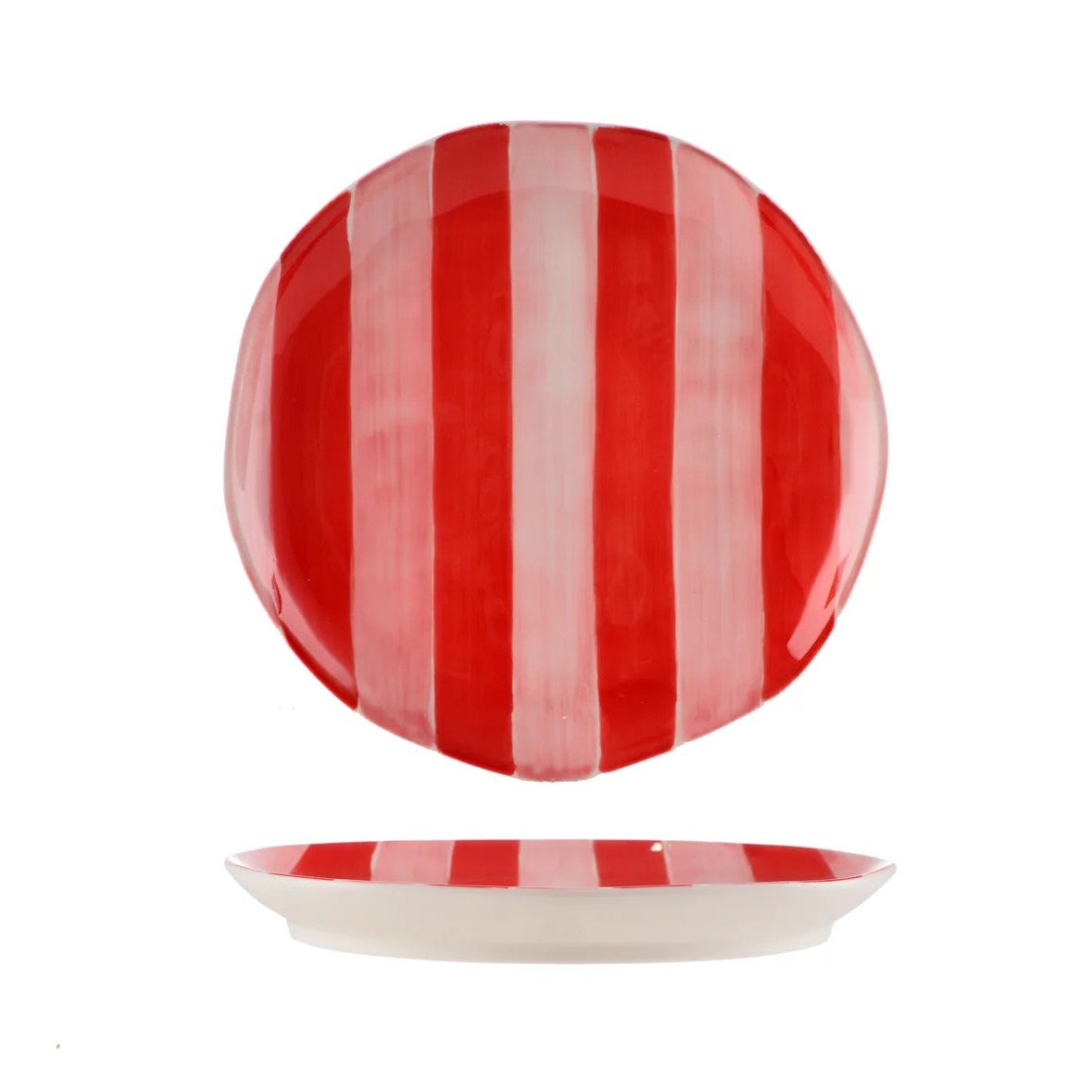 Side Plate | Pink & Red Stripe by Noss & Co. Australian Art Prints, Fashion and Homewares. Green Door Decor. www.greendoordecor.com.au