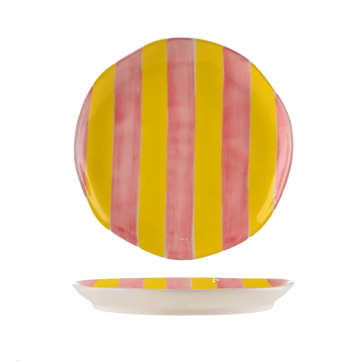 Side Plate | Pink & Yellow Stripe by Noss & Co. Australian Art Prints, Fashion and Homewares. Green Door Decor. www.greendoordecor.com.au