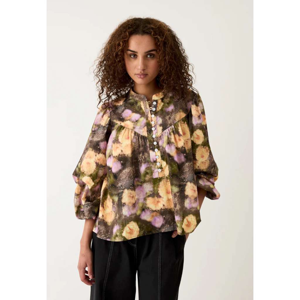 Sierra Blouse | Rain Floral by Nancybird. Australian Art Prints, Gifts, Fashion and Homewares. Green Door Decor. www.greendoordecor.com.au