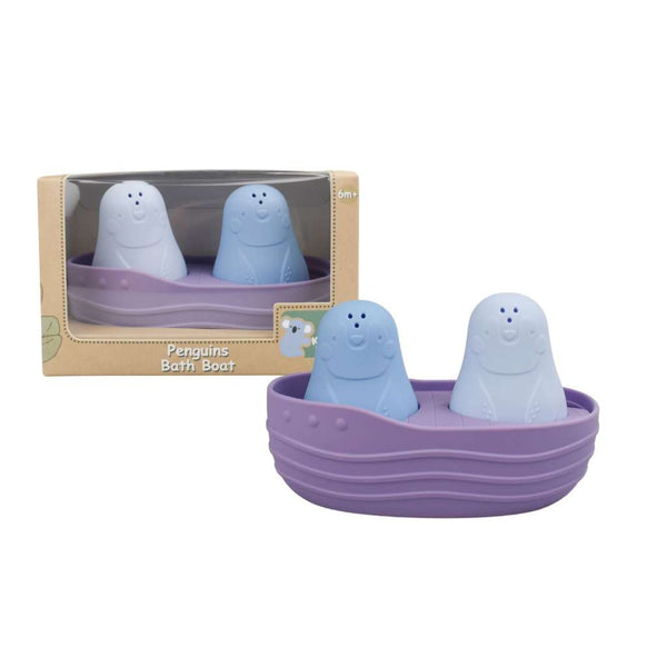 Silicone Bath Boat with Animal Squirter | Penguins by Eleganter Australia. Australian Art Prints, Gifts, Fashion and Homewares. Green Door Decor. www.greendoordecor.com.au