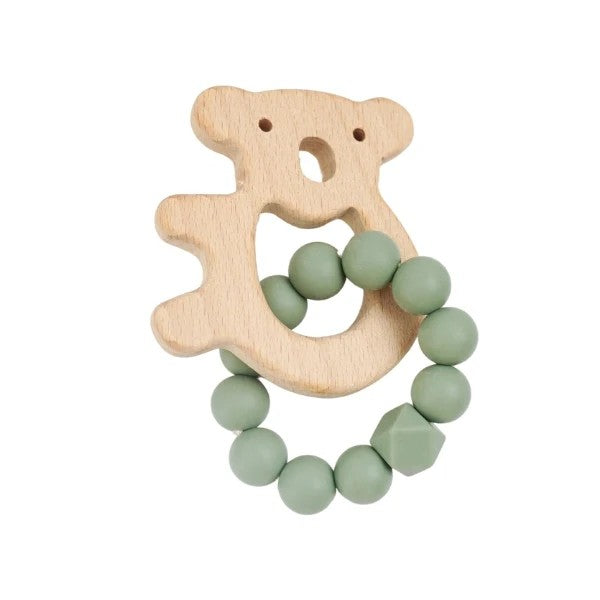 Silicone & Beechwood Teether - Koala Sage Green by Petite Vous. Australian Art Prints, Gifts, Fashion and Homewares. Green Door Decor. www.greendoordecor.com.au