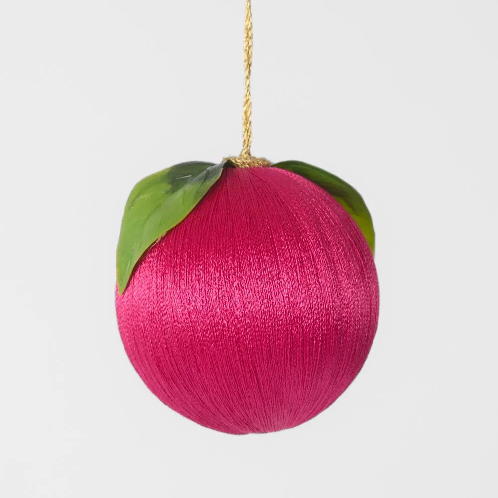 Silk Fruit Bauble - Pink | Christmas Hanging Decorations by Florabelle. Australian Art Prints and Homewares. Green Door Decor. www.greendoordecor.com.au