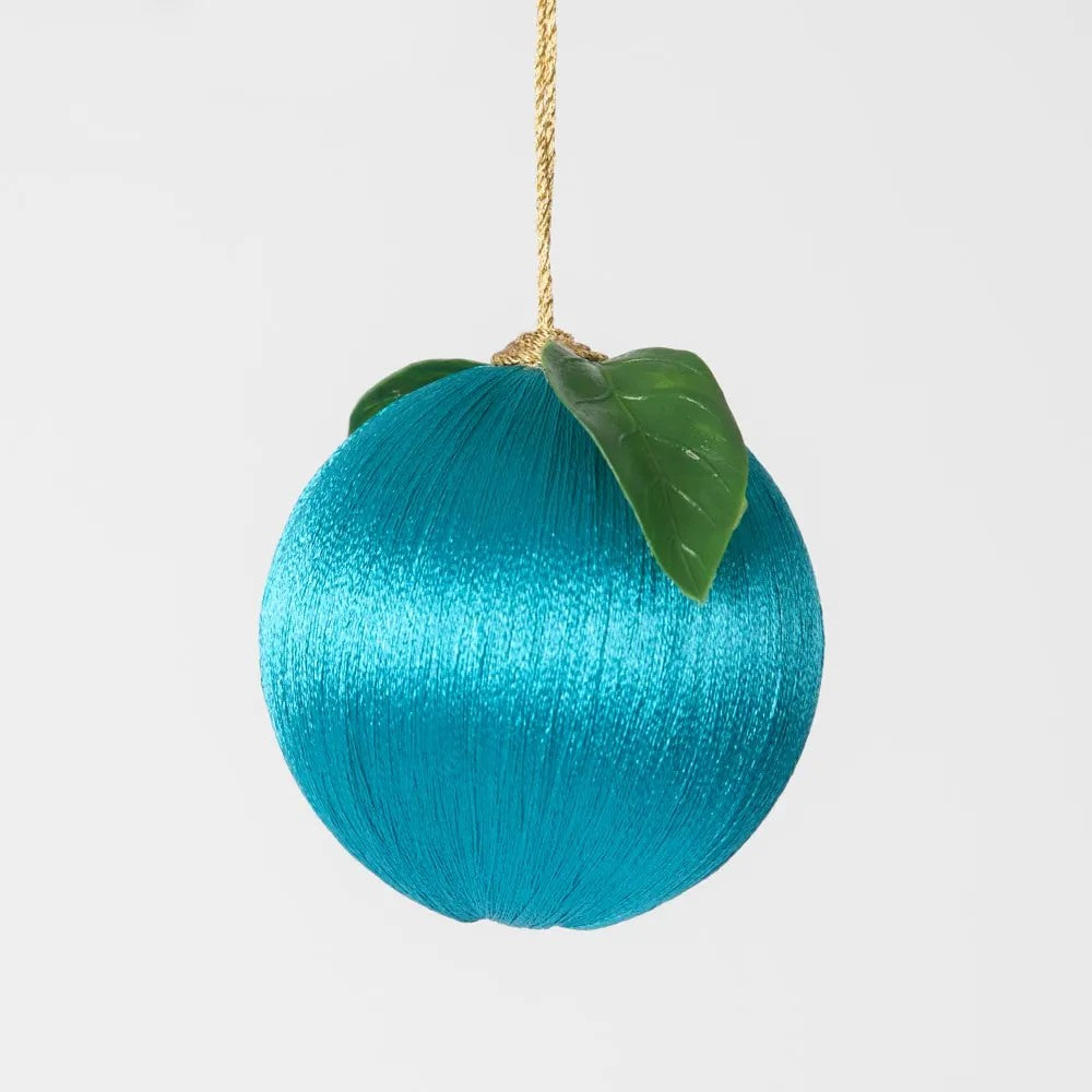 Silk Fruit Bauble - Turquoise | Christmas Hanging Decorations by Florabelle. Australian Art Prints and Homewares. Green Door Decor. www.greendoordecor.com.au