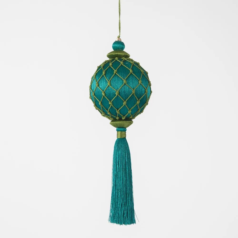 Silk Lattice Tassel Decoration - Emerald Green | Christmas Hanging Decorations by Florabelle. Australian Art Prints and Homewares. Green Door Decor. www.greendoordecor.com.au