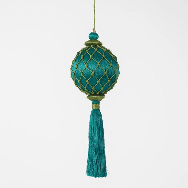 Silk Lattice Tassel Decoration - Emerald Green | Christmas Hanging Decorations by Florabelle. Australian Art Prints and Homewares. Green Door Decor. www.greendoordecor.com.au