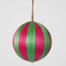 Silk Stripe Bauble Medium - Pink & Green | Christmas Hanging Decorations by Florabelle. Australian Art Prints and Homewares. Green Door Decor. www.greendoordecor.com.au