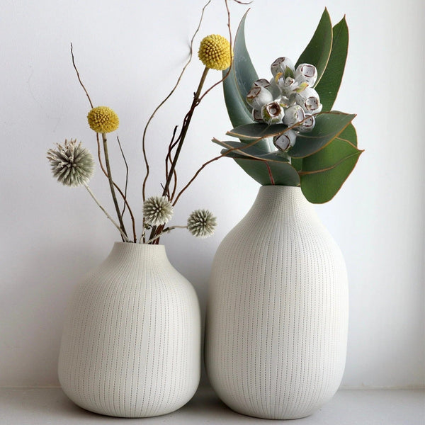 'Siren' Small Vase | White by Roshi Ceramics. Australian Art Prints, Fashion and Homewares. Green Door Decor. www.greendoordecor.com.au
