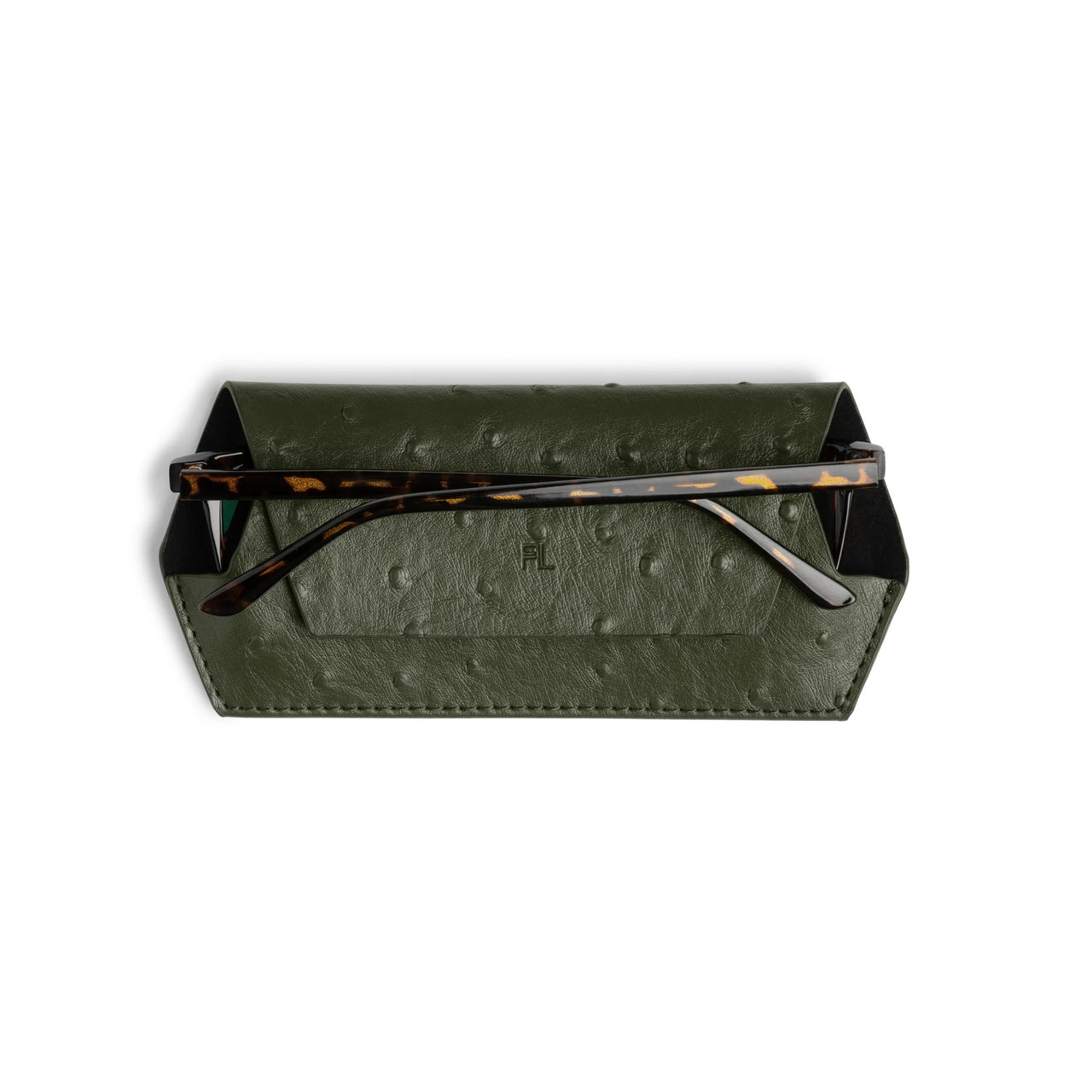 Slimline Glasses Case | Olive - Ostrich Print by Fox and Leo. Australian Art Prints, Gifts, Fashion and Homewares. Green Door Decor. www.greendoordecor.com.au