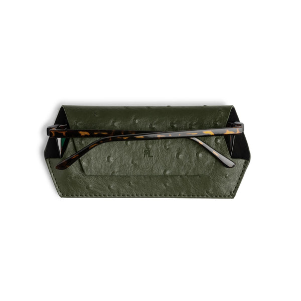 Slimline Glasses Case | Olive - Ostrich Print by Fox and Leo. Australian Art Prints, Gifts, Fashion and Homewares. Green Door Decor. www.greendoordecor.com.au