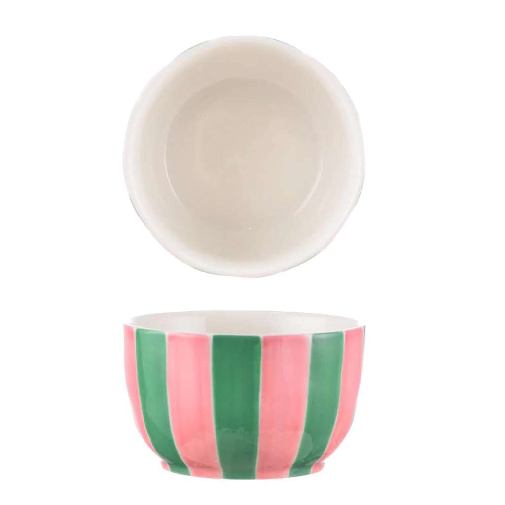 Noss Ceramic Small Bowl | Pink & Green Stripe by Noss & Co. Australian Art Prints and Homewares. Green Door Decor. www.greendoordecor.com.au