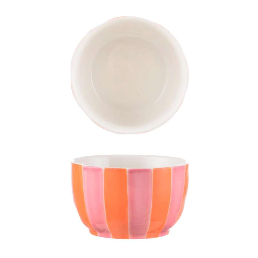 Noss Ceramic Small Bowl | Pink & Orange Stripe by Noss & Co. Australian Art Prints and Homewares. Green Door Decor. www.greendoordecor.com.au