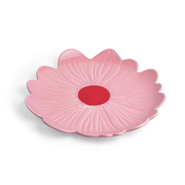Small Ceramic Flower Plate | Pink with Red Centre by Noss & Co. Australian Art Prints and Homewares. Green Door Decor. www.greendoordecor.com.au