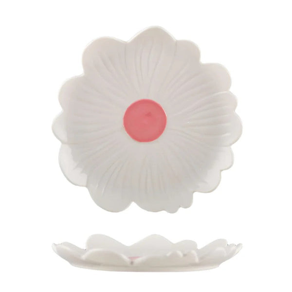 Small Ceramic Flower Plate | White with Pink Centre by Noss & Co. Australian Art Prints and Homewares. Green Door Decor. www.greendoordecor.com.au