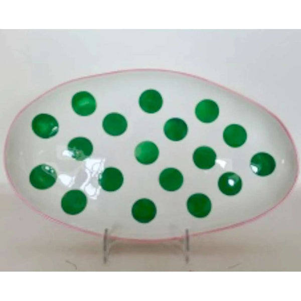 Noss Small Oval Platter | Green Spot & Orange Rim by Noss & Co. Australian Art Prints and Homewares. Green Door Decor. www.greendoordecor.com.au