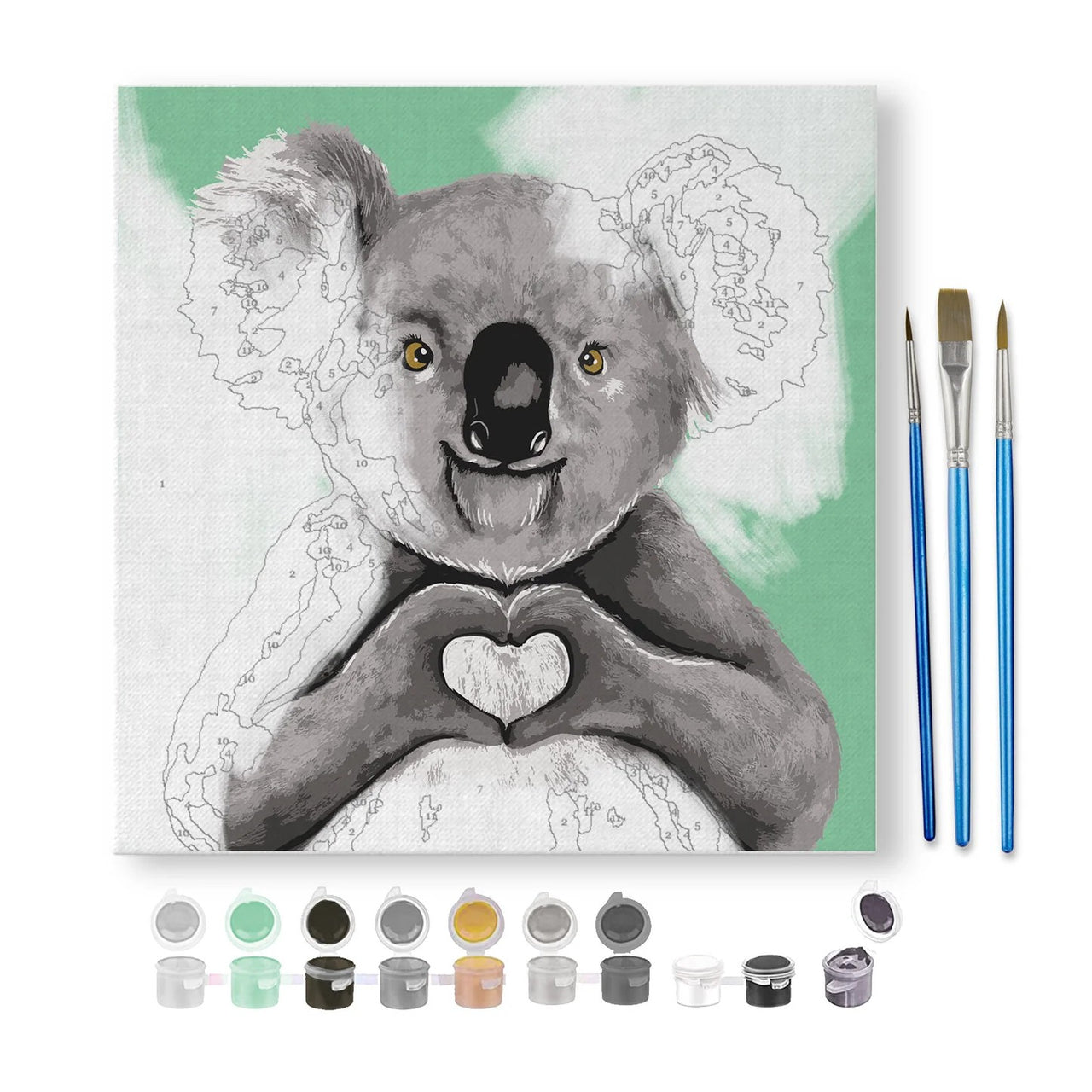 Small Paint By Numbers Kit | I Heart Koala by La La Land. Australian Art Prints, Gifts, Fashion and Homewares. Green Door Decor. www.greendoordecor.com.au