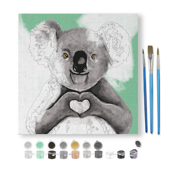 Small Paint By Numbers Kit | I Heart Koala by La La Land. Australian Art Prints, Gifts, Fashion and Homewares. Green Door Decor. www.greendoordecor.com.au