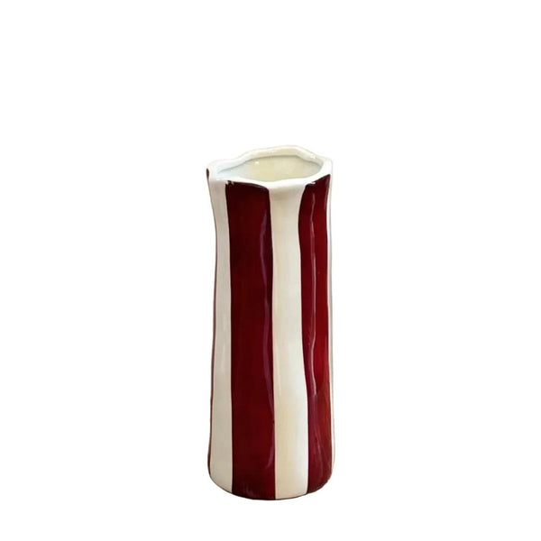 Noss Small Vase | Burgundy Stripe by Noss & Co. Australian Art Prints, Fashion and Homewares. Green Door Decor. www.greendoordecor.com.au