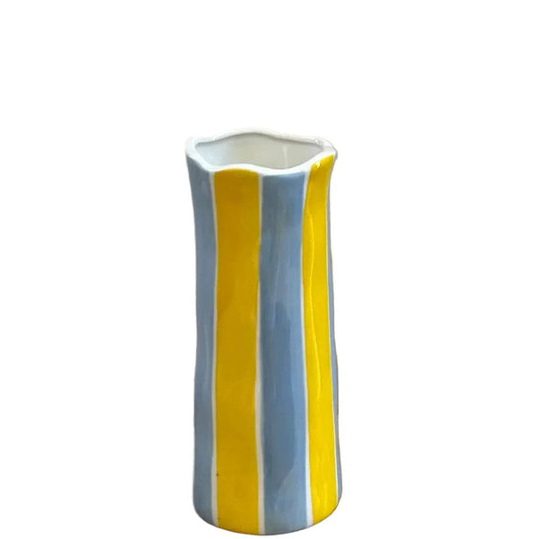 Noss Small Vase | Cornflower Blue & Yellow Stripe by Noss & Co. Australian Art Prints, Fashion and Homewares. Green Door Decor. www.greendoordecor.com.au
