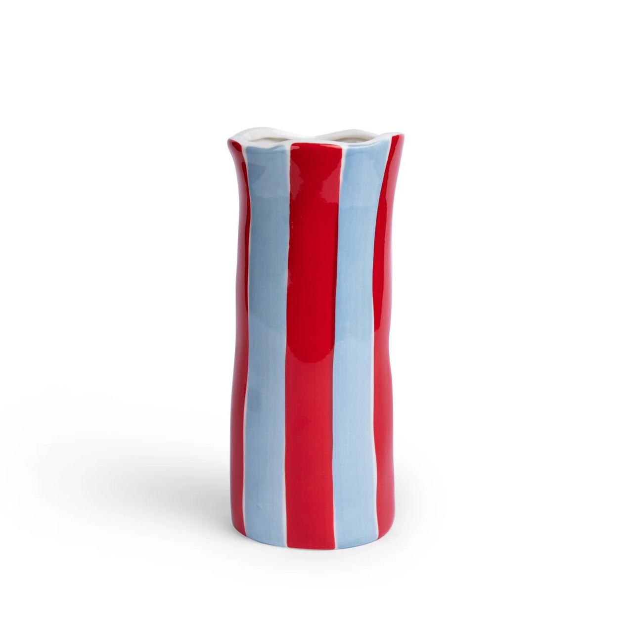 Noss Small Vase | Cornflower Blue & Red Stripe by Noss & Co. Australian Art Prints, Fashion and Homewares. Green Door Decor. www.greendoordecor.com.au