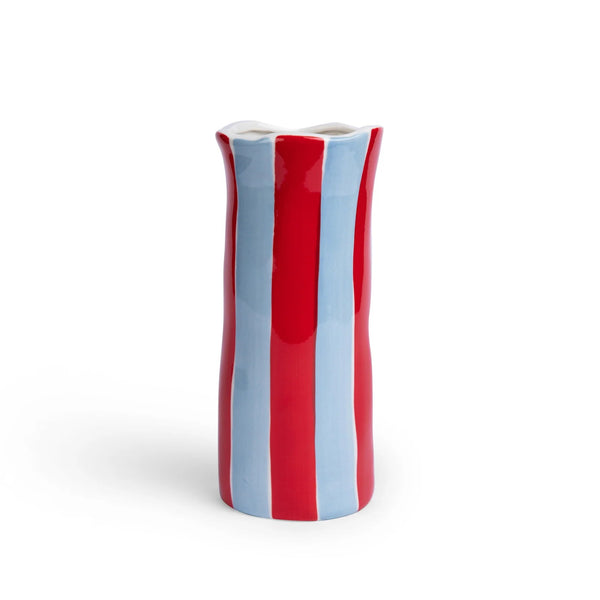 Noss Small Vase | Cornflower Blue & Red Stripe by Noss & Co. Australian Art Prints, Fashion and Homewares. Green Door Decor. www.greendoordecor.com.au