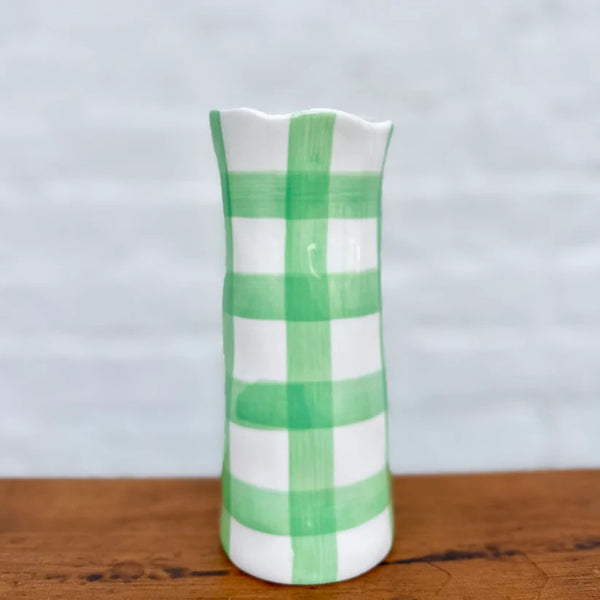 Small Vase | Mint Green Gingham by Noss & Co. Australian Art Prints and Homewares. Green Door Decor. www.greendoordecor.com.au