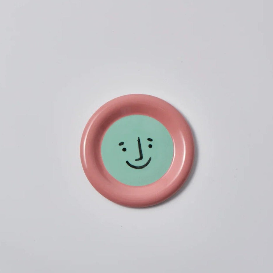 Smiley Plate | Green Pink by Jones and Co. Australian Art Prints and Homewares. Green Door Decor. www.greendoordecor.com.au