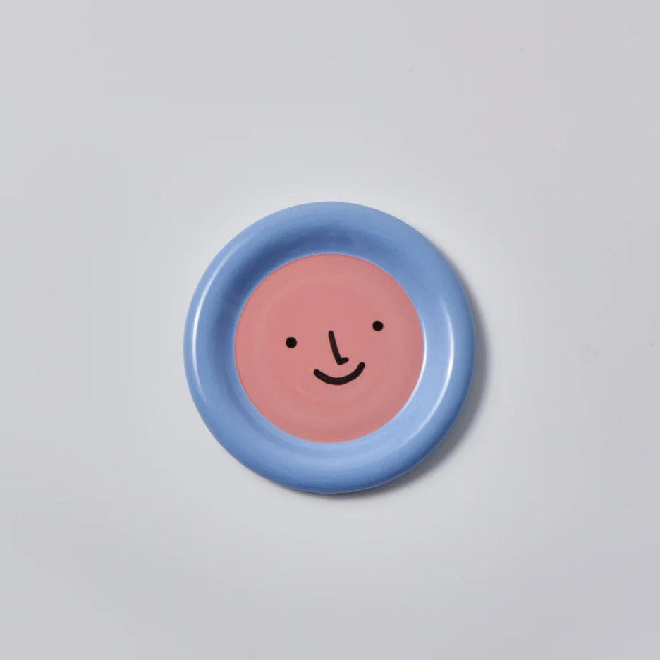 Smiley Plate | Pink Blue by Jones and Co. Australian Art Prints and Homewares. Green Door Decor. www.greendoordecor.com.au