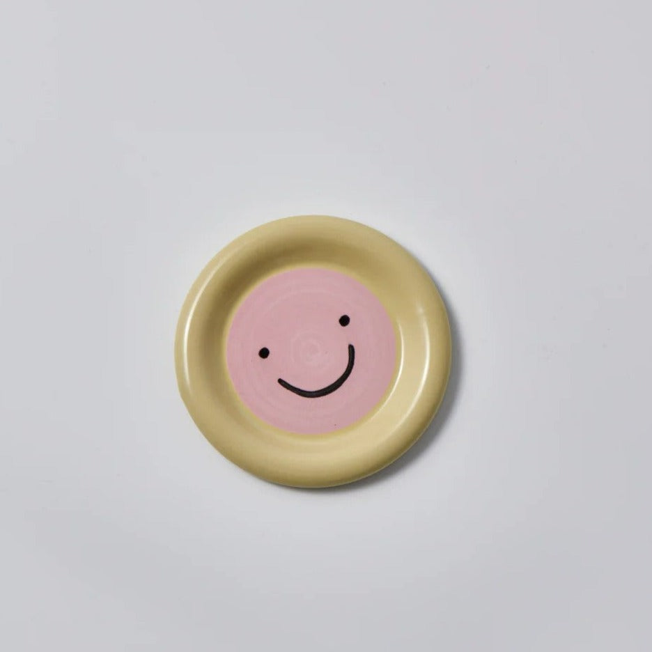 Smiley Plate | Pink Yellow by Jones and Co. Australian Art Prints and Homewares. Green Door Decor. www.greendoordecor.com.au