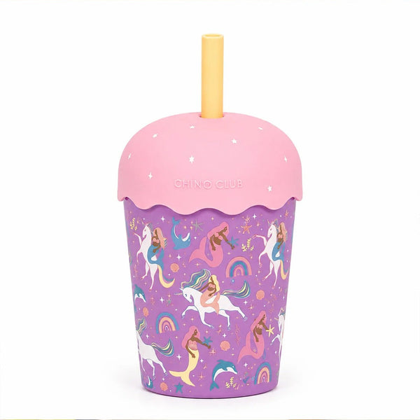Mini Smoothie Cup & Straw 200ml | Mermaids and Unicorns by Chino Club. Australian Art Prints, Gifts, Fashion and Homewares. Green Door Decor. www.greendoordecor.com.au