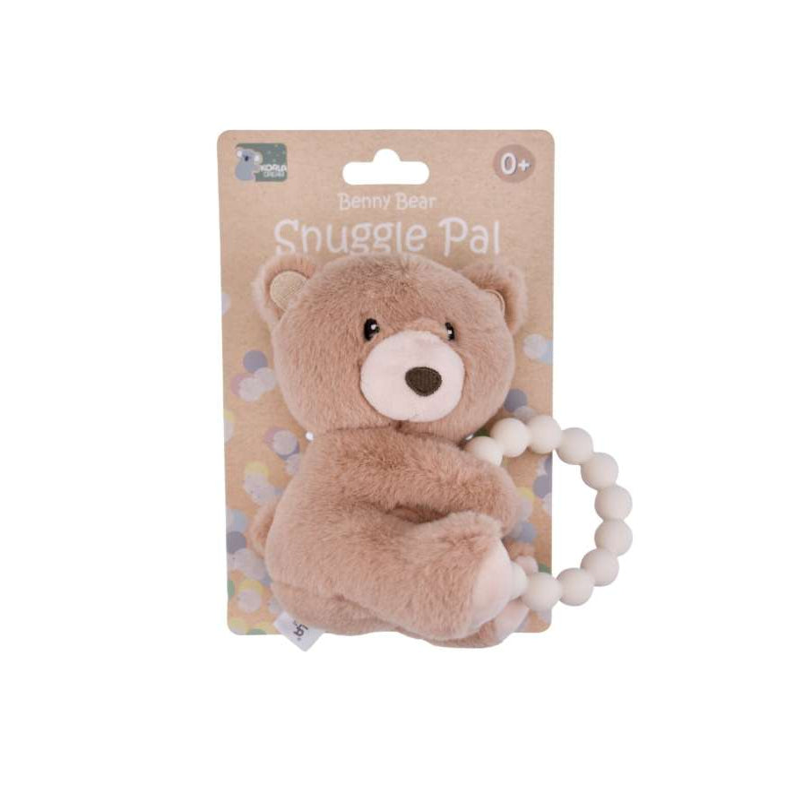 Snuggle Pal with Silicone Teething Ring | Benny Bear by Eleganter Australia. Australian Art Prints and Homewares. Green Door Decor. www.greendoordecor.com.au