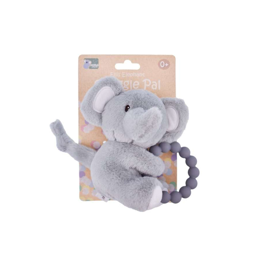 Snuggle Pal with Silicone Teething Ring | Ellis Elephant by Eleganter Australia. Australian Art Prints and Homewares. Green Door Decor. www.greendoordecor.com.au