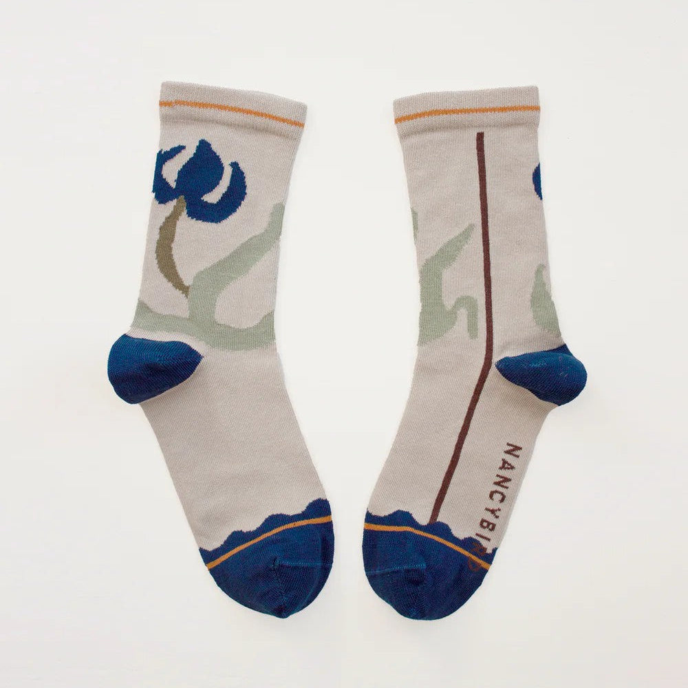 Socks | Blue Flower by Nancybird. Australian Art Prints, Fashion and Homewares. Green Door Decor. www.greendoordecor.com.au
