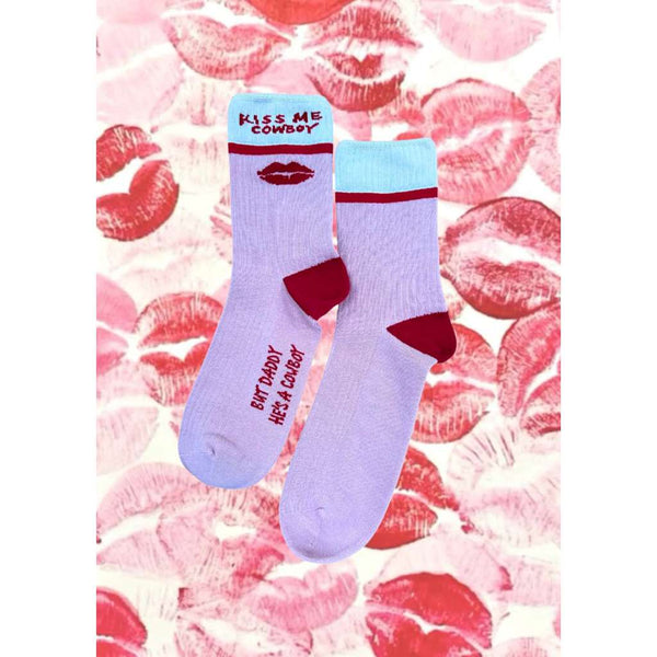 'Kiss Me Cowboy' Socks | FAR MER. by Whitney | Whitney Spicer Art. Australian Art Prints, Fashion and Homewares. Green Door Decor. www.greendoordecor.com.au