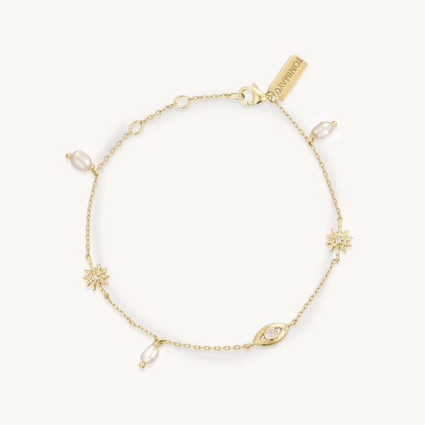 'Soleil Pearl' Gold Bracelet by ToniMay. Australian Art Prints, Gifts, Fashion and Homewares. Green Door Decor. www.greendoordecor.com.au