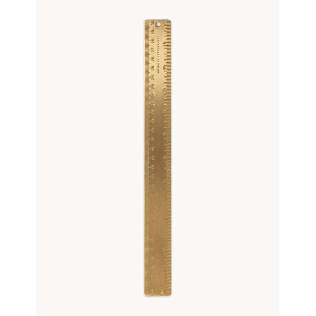 Solid Brass Ruler | 30cm by Bespoke Letterpress. Australian Art Prints, Gifts, Fashion and Homewares. Green Door Decor. www.greendoordecor.com.au