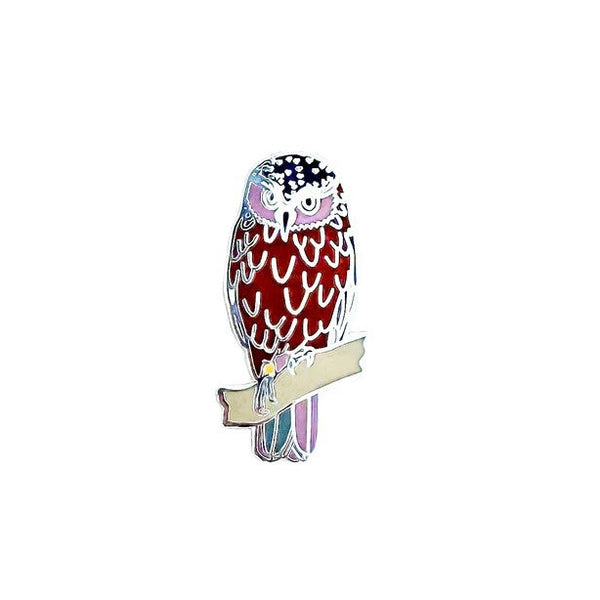 Southern Boobook Owl Pin by Red Parka. Australian Art Prints and Homewares. Green Door Decor. www.greendoordecor.com.au