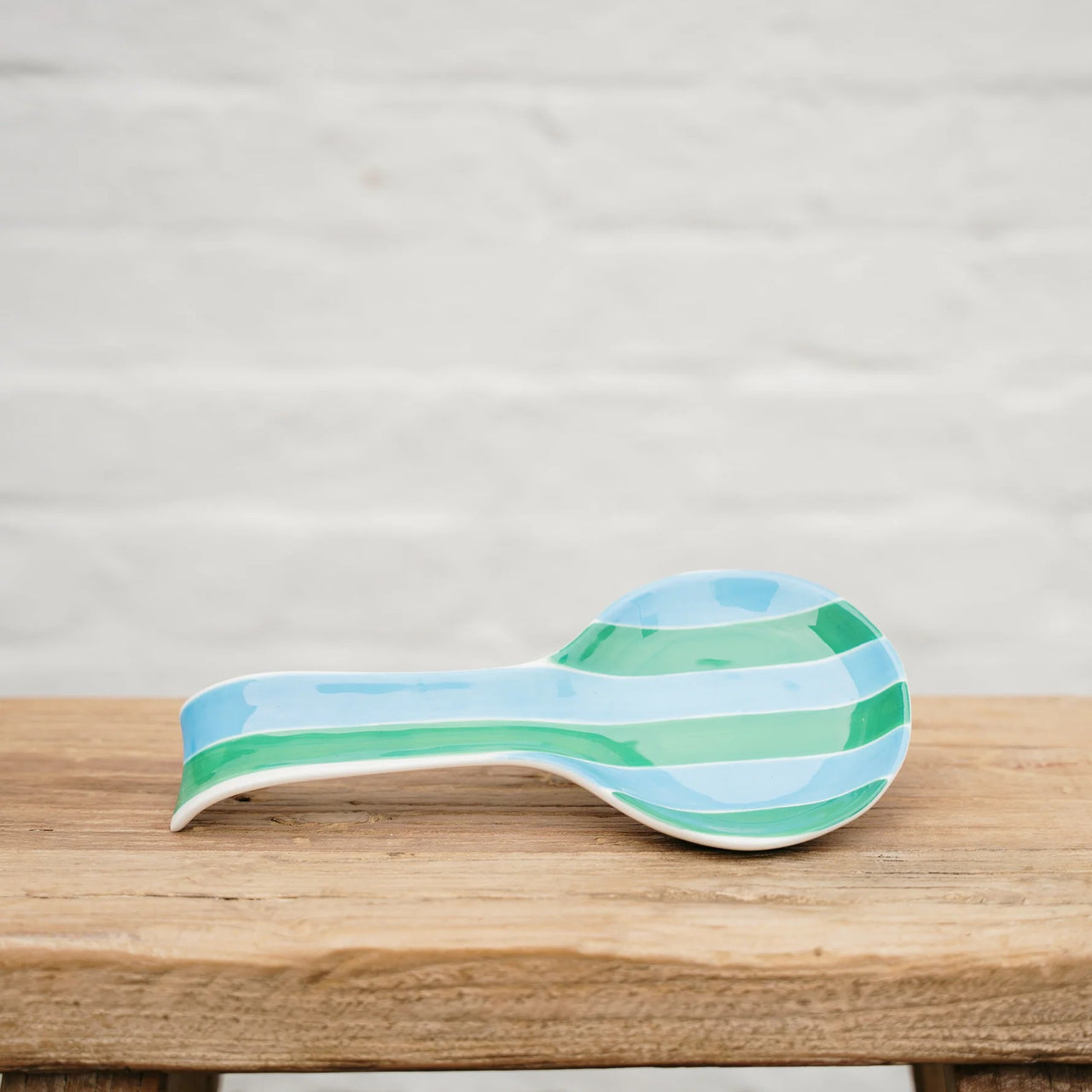 Spoon Rest | Green & Cornflower Blue Stripe by Noss & Co. Australian Art Prints and Homewares. Green Door Decor. www.greendoordecor.com.au