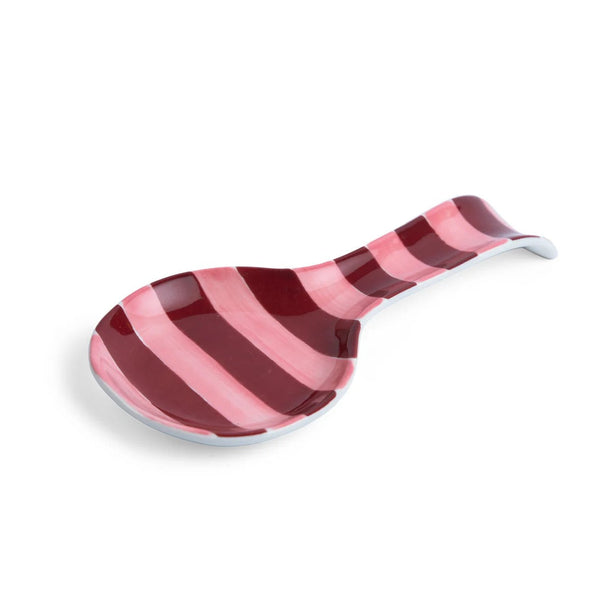 Noss Spoon Rest | Pink & Burgundy Stripe by Noss & Co. Australian Art Prints, Fashion and Homewares. Green Door Decor. www.greendoordecor.com.au