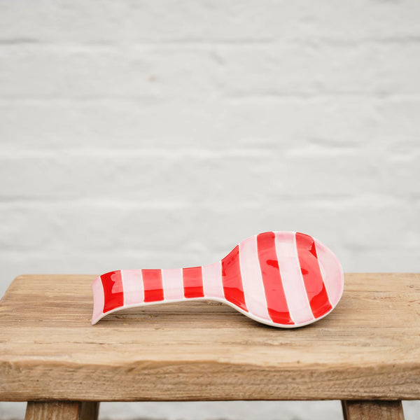 Spoon Rest | Pink & Red Stripe by Noss & Co. Australian Art Prints and Homewares. Green Door Decor. www.greendoordecor.com.au