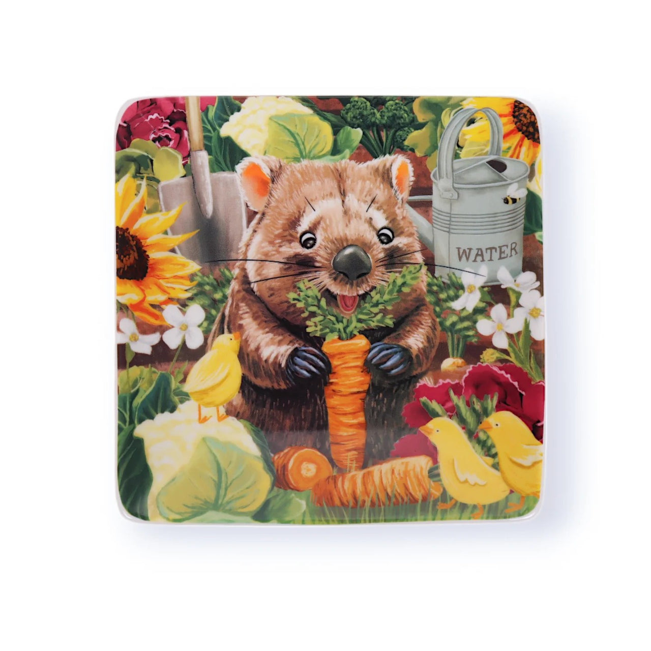 Square Trinket Tray | Garden Giggles by La La Land. Australian Art Prints and Homewares. Green Door Decor. www.greendoordecor.com.au