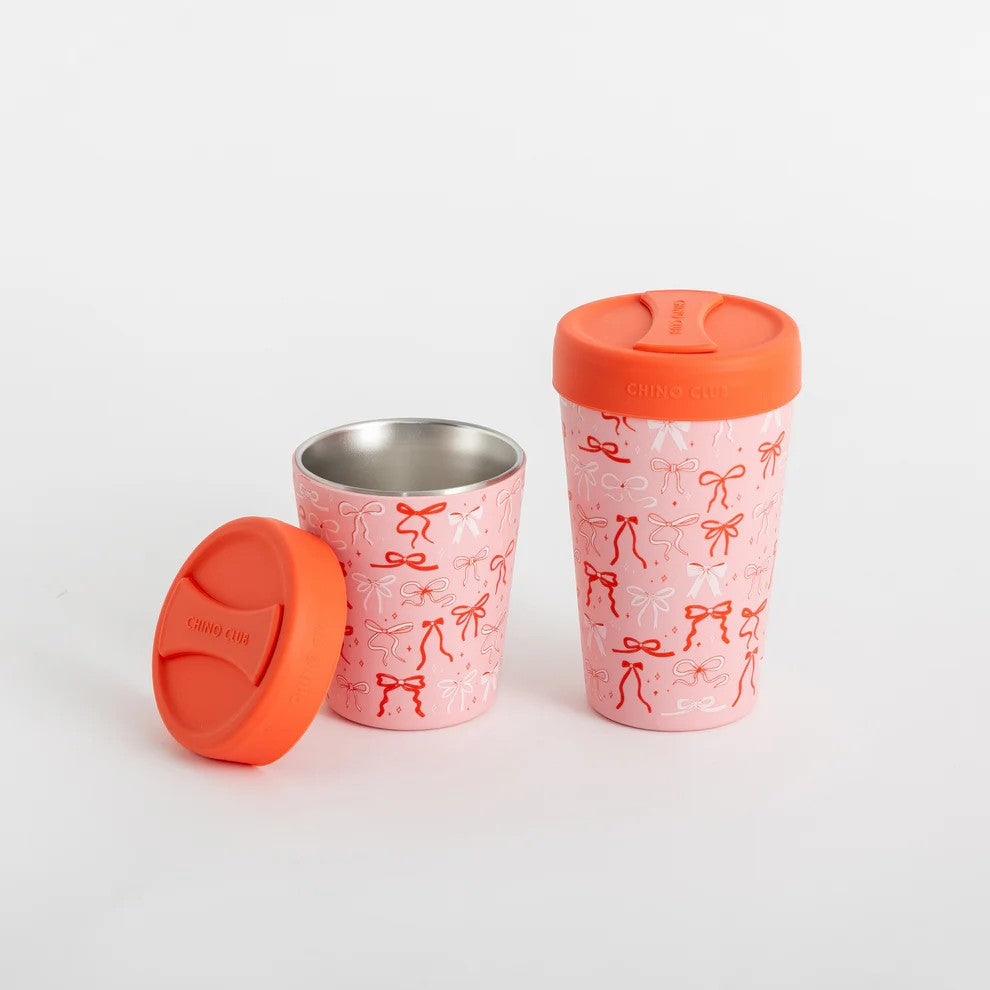 Stainless Steel Coffee Cup (12oz) | Bows by Chino Club. Australian Art Prints, Fashion and Homewares. Green Door Decor. www.greendoordecor.com.au