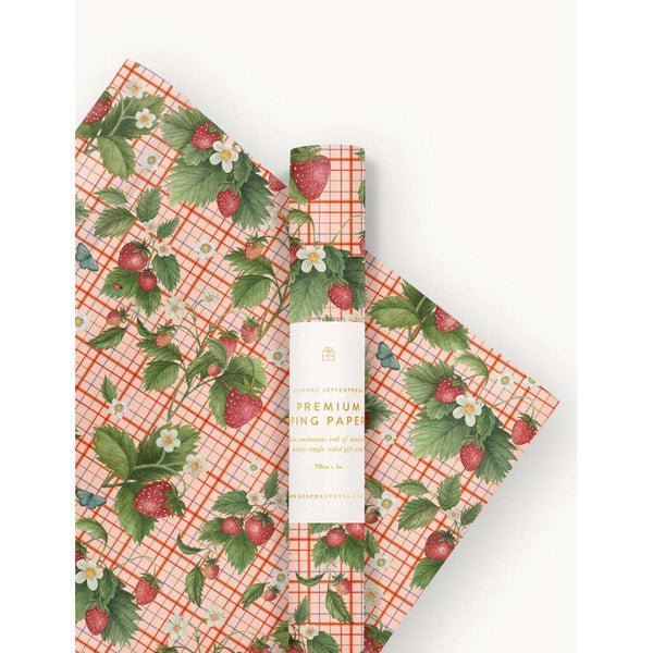 Gift Wrap Roll (3m) | Strawberries by Bespoke Letterpress. Australian Art Prints, Gifts, Fashion and Homewares. Green Door Decor. www.greendoordecor.com.au