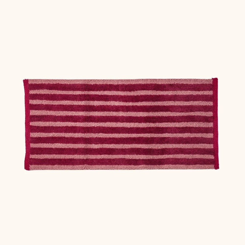 Stripe Burgundy | Long Bath Mat by Bonnie & Neil. Australian Art Prints, Gifts, Fashion and Homewares. Green Door Decor. www.greendoordecor.com.au